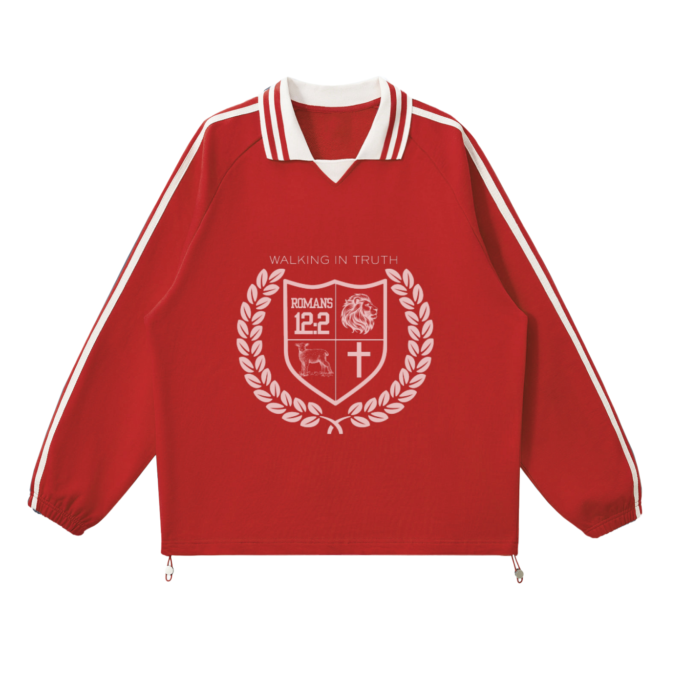 Contrast Striped Lapel Collar Sweatshirt